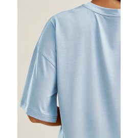 Plus Size Floral Print T-Shirt, Casual Crew Neck Short Sleeve T-Shirt, Women's Plus Size Clothing