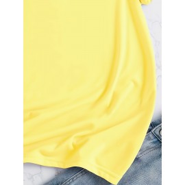 Plus Size Floral Print T-Shirt, Casual Crew Neck Short Sleeve T-Shirt, Women's Plus Size Clothing