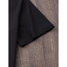 Plus Size Woman & Letter Print T-Shirt, Casual Short Sleeve Top For Spring & Summer, Women's Plus Size Clothing