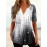 Plus Size Casual T-shirt, Women's Plus Random Print Short Sleeve V Neck Slight Stretch Henley T-shirt
