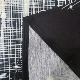 Plus Size Casual T-shirt, Women's Plus Random Print Short Sleeve V Neck Slight Stretch Henley T-shirt