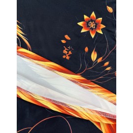 Plus Size Fox Print T-shirt, Casual Short Sleeve V Neck Top For Spring & Summer, Women's Plus Size Clothing