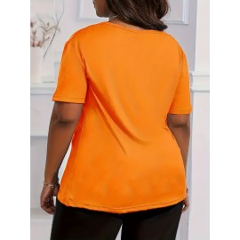 Plus Size Sistas Letter Print T-Shirt, Casual Crew Neck Short Sleeve T-Shirt, Women's Plus Size Clothing