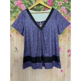 Plus Size Button Front T-Shirt, Casual Short Sleeve Top For Spring & Summer, Women's Plus Size Clothing