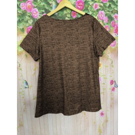 Plus Size Button Front T-Shirt, Casual Short Sleeve Top For Spring & Summer, Women's Plus Size Clothing