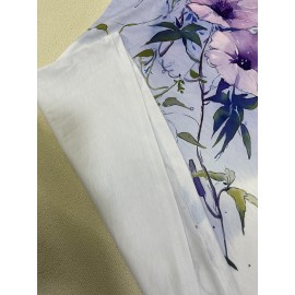 Plus Size Casual T-shirt, Women's Plus Tie Dye Floral Print Short Sleeve V Neck Slight Stretch T-shirt