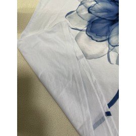 Plus Size Casual T-shirt, Women's Plus Tie Dye Floral Print Short Sleeve V Neck Slight Stretch T-shirt