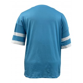 Plus Size Cross & Letter Print T-Shirt, Casual Short Sleeve Top For Spring & Summer, Women's Plus Size Clothing