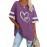 Plus Size Heart Print T-Shirt, Casual V Neck Short Sleeve T-Shirt, Women's Plus Size Clothing
