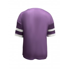 Plus Size Heart Print T-Shirt, Casual V Neck Short Sleeve T-Shirt, Women's Plus Size Clothing