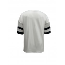 Plus Size Heart Print T-Shirt, Casual V Neck Short Sleeve T-Shirt, Women's Plus Size Clothing