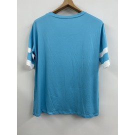 Plus Size Heart Print T-Shirt, Casual V Neck Short Sleeve T-Shirt, Women's Plus Size Clothing