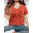 Plus Size Cartoon Cat Print T-Shirt, Casual V Neck Short Sleeve T-Shirt, Women's Plus Size Clothing