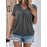 Plus Size Solid Color Ruched T-shirt, Casual Short Sleeve V Neck Top For Spring & Summer, Women's Plus Size Clothing