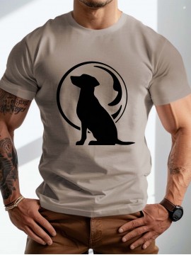 Dog Print Tops, Plus Size Men's T-shirt, Summer Trendy Casual Short Sleeve Tees, Outdoor Sports Clothing, Big & Tall Guys, Leisurewear
