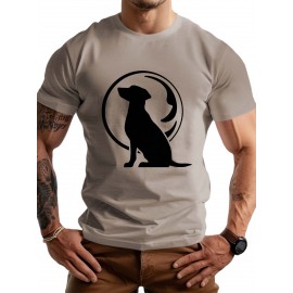 Dog Print Tops, Plus Size Men's T-shirt, Summer Trendy Casual Short Sleeve Tees, Outdoor Sports Clothing, Big & Tall Guys, Leisurewear