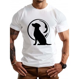 Dog Print Tops, Plus Size Men's T-shirt, Summer Trendy Casual Short Sleeve Tees, Outdoor Sports Clothing, Big & Tall Guys, Leisurewear