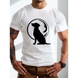 Dog Print Tops, Plus Size Men's T-shirt, Summer Trendy Casual Short Sleeve Tees, Outdoor Sports Clothing, Big & Tall Guys, Leisurewear