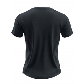 Plus Size Men's Summer T-shirt, Monochromatic Skull Crown Graphic Print Short Sleeve Tees Trend Casual Tops For Daily Life, Big & Tall Guys