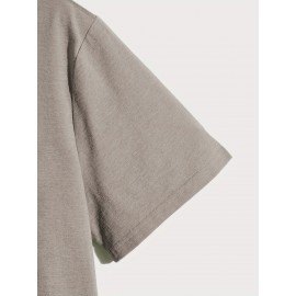 Plus Size Men's Summer T-shirt, Monochromatic Skull Crown Graphic Print Short Sleeve Tees Trend Casual Tops For Daily Life, Big & Tall Guys