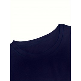 Plus Size Men's Trendy Stripe Paris Print T-shirt, Casual Fashion Tee, Street Style Short Sleeve Crew Neck Shirt