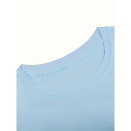 Plus Size Men's Trendy Stripe Paris Print T-shirt, Casual Fashion Tee, Street Style Short Sleeve Crew Neck Shirt