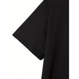 Plus Size Men's Trendy Stripe Paris Print T-shirt, Casual Fashion Tee, Street Style Short Sleeve Crew Neck Shirt