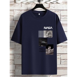 Men's 'UNKNOWN' Print Loose T-shirt, Oversized Short Sleeve Crew Neck Tops, Plus Size Casual Clothing For Spring Summer