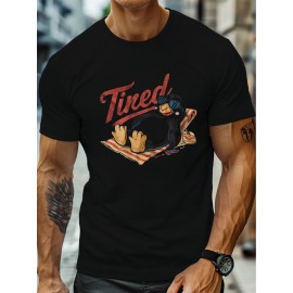 plus size men's summer t-shirt, Hot Sleepy Penguin Summer  graphic print short sleeve tees trend casual tops for daily life, big & tall guys