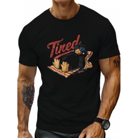 plus size men's summer t-shirt, Hot Sleepy Penguin Summer  graphic print short sleeve tees trend casual tops for daily life, big & tall guys