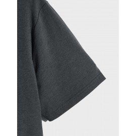 plus size men's summer t-shirt, Motivation quote  graphic print short sleeve tees trend casual tops for daily life, big & tall guys