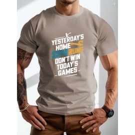 plus size men's summer t-shirt, Motivation quote  graphic print short sleeve tees trend casual tops for daily life, big & tall guys