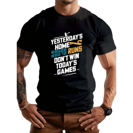 plus size men's summer t-shirt, Motivation quote  graphic print short sleeve tees trend casual tops for daily life, big & tall guys