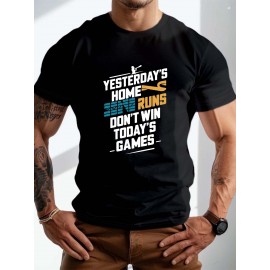 plus size men's summer t-shirt, Motivation quote  graphic print short sleeve tees trend casual tops for daily life, big & tall guys