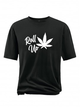 Men's Plus Size Fancy ROLL UP Print Crew Neck T-shirt, Casual Comfy Tee, Trendy Short Sleeve Top For Summer Daily Wear