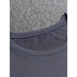 Plus Size Tees, Creative Letter Print Men's Casual Tees Short Sleeve Oversized T-Shirt Summer Loose Tops, Gifts For Man!