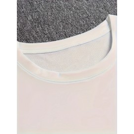 Plus Size Tees, Creative Letter Print Men's Casual Tees Short Sleeve Oversized T-Shirt Summer Loose Tops, Gifts For Man!