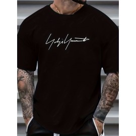 Plus Size Tees, Creative Letter Print Men's Casual Tees Short Sleeve Oversized T-Shirt Summer Loose Tops, Gifts For Man!