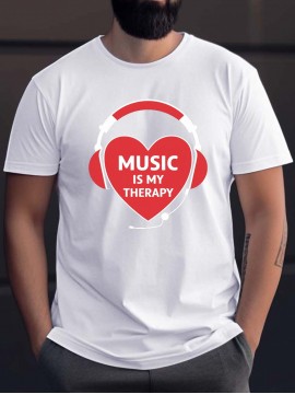 plus size men's summer t-shirt, Heart headphones  graphic print short sleeve tees trend casual tops for daily life, big & tall guys