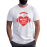 plus size men's summer t-shirt, Heart headphones graphic print short sleeve tees trend casual tops for daily life, big & tall guys