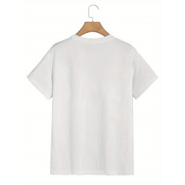 Plus Size Men's Trendy Letter Los Angeles Print T-shirt, Casual Fashion Tee, Street Style Short Sleeve Crew Neck Shirt