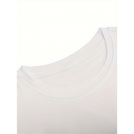 Plus Size Men's Trendy Letter Los Angeles Print T-shirt, Casual Fashion Tee, Street Style Short Sleeve Crew Neck Shirt