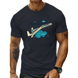 plus size men's summer t-shirt, Plane my traveling shirt  graphic print short sleeve tees trend casual tops for daily life, big & tall guys