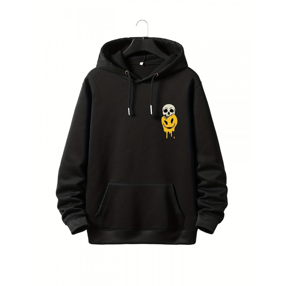 Mens Plus Size Skull Chic Hoodie Sweatshirt - Bold Graphic Print, Long Sleeve, Drawstring Hood, Super Cozy Casual Wear