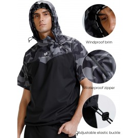 HOTSUIT Mens Sauna Jacket Short Sleeve Zipper Sweat Workout Boxing Shirts