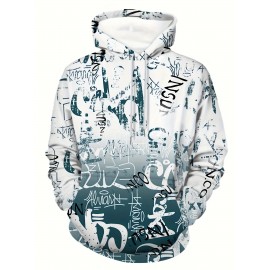 Plus Size Mens Bold Graffiti Hoodie - Stylish Hooded Sweatshirt for Big & Tall - Comfortable All-Season Wear