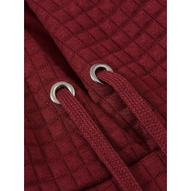 Plus Size Men's Solid Textured Hoodie Spring Fall Winter Hooded Sweatshirt For Big & Tall Males, Men's Clothing