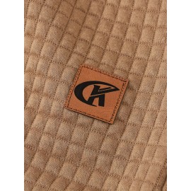 Plus Size Men's Solid Textured Hoodie Spring Fall Winter Hooded Sweatshirt For Big & Tall Males, Men's Clothing