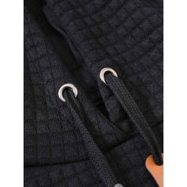 Plus Size Men's Solid Textured Hoodie Spring Fall Winter Hooded Sweatshirt For Big & Tall Males, Men's Clothing