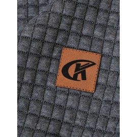 Plus Size Men's Solid Textured Hoodie Spring Fall Winter Hooded Sweatshirt For Big & Tall Males, Men's Clothing